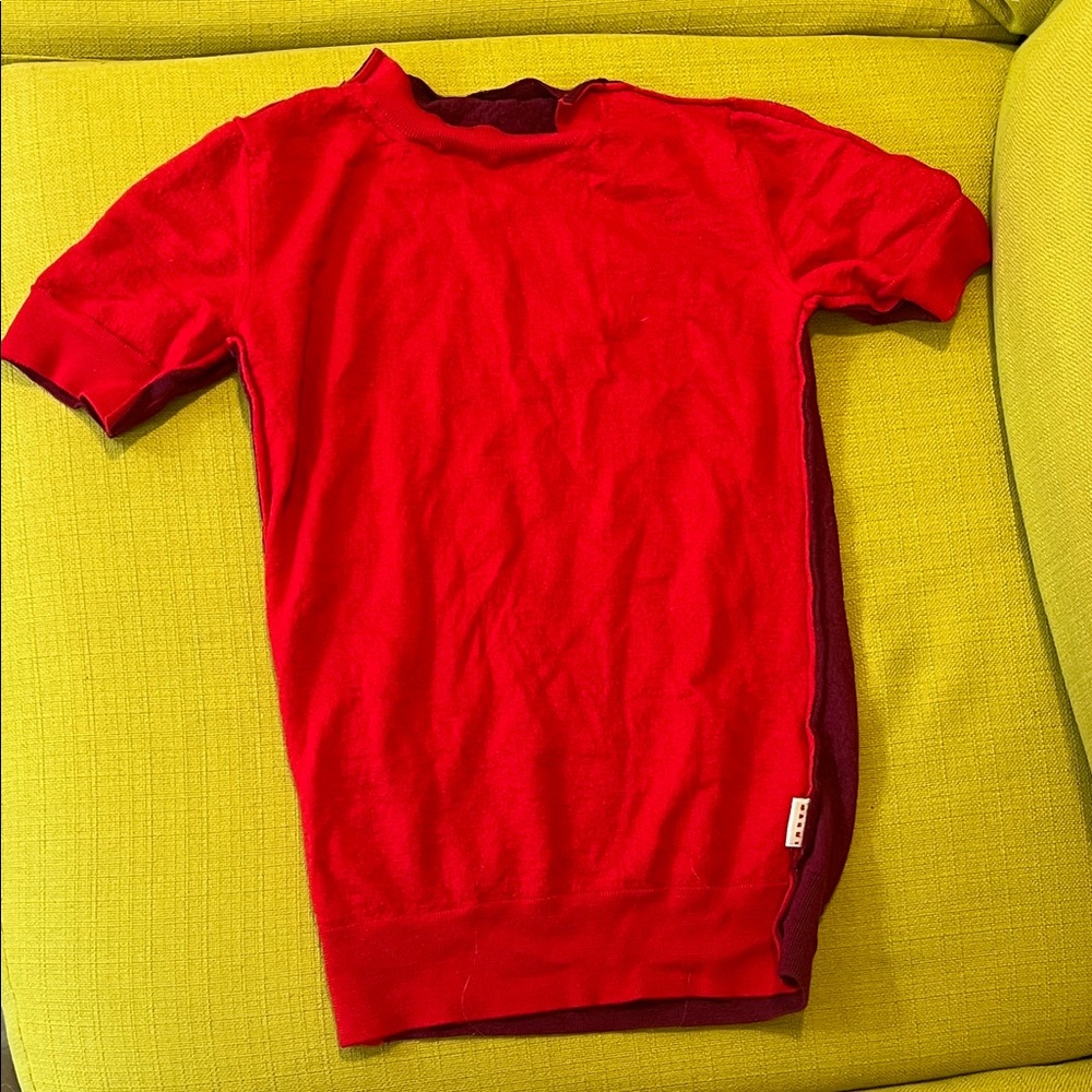 Marni Bi-color Red Short Sleeve Tee